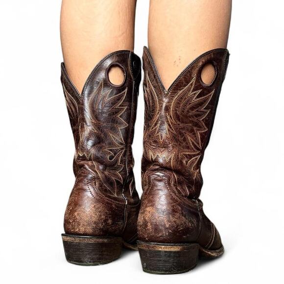 Ariat Dark Chocolate Brown Heritage Western Learher Cowboy Boots Size 9D Mexico main image 8